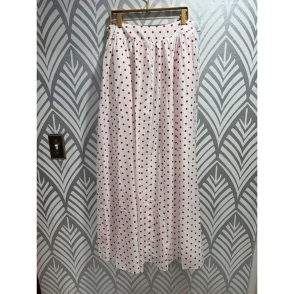 Princess Polly Red Polka Dot White High Waisted Valeria Maxi Skirt US 10 Pockets - Picture 4 of 7